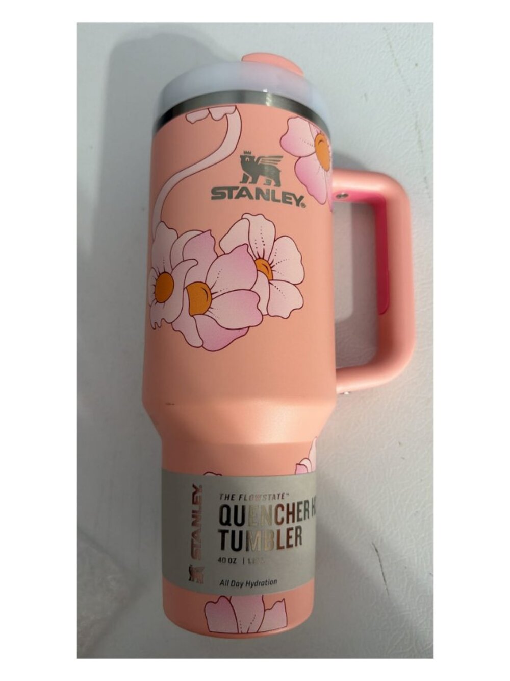 Stanley Quencher 40oz FlowState Tumbler Pink Floral Flower Design New